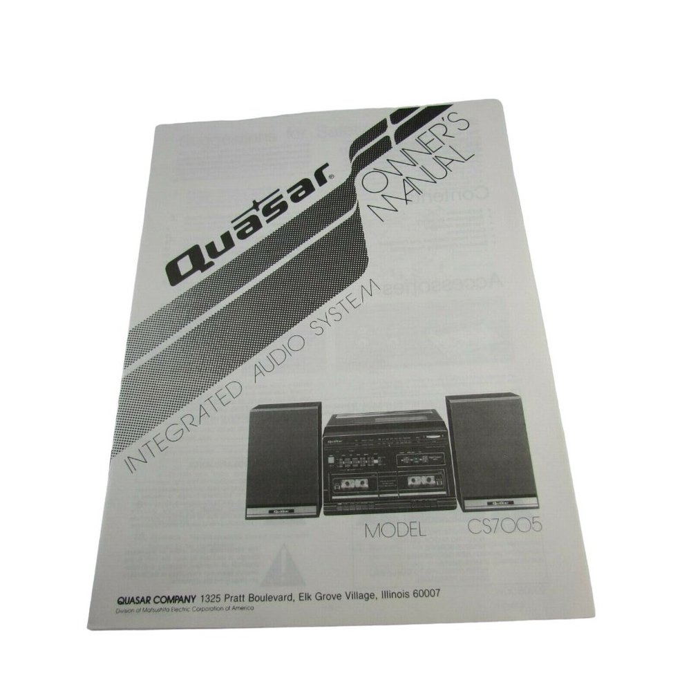 Vintage Original Quasar Model CS7005 Audio System Owners Model 31027